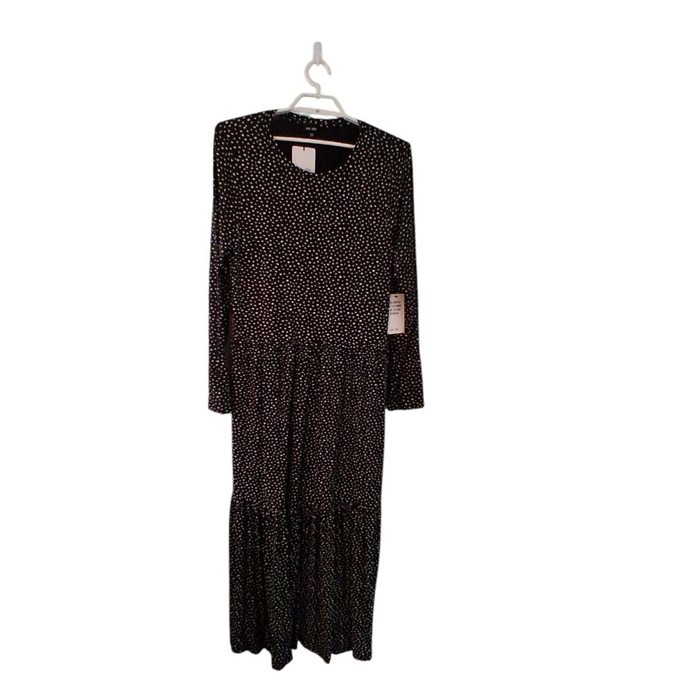 Saint + Sophia nwt dress womens US 14 black heart print maxi pockets